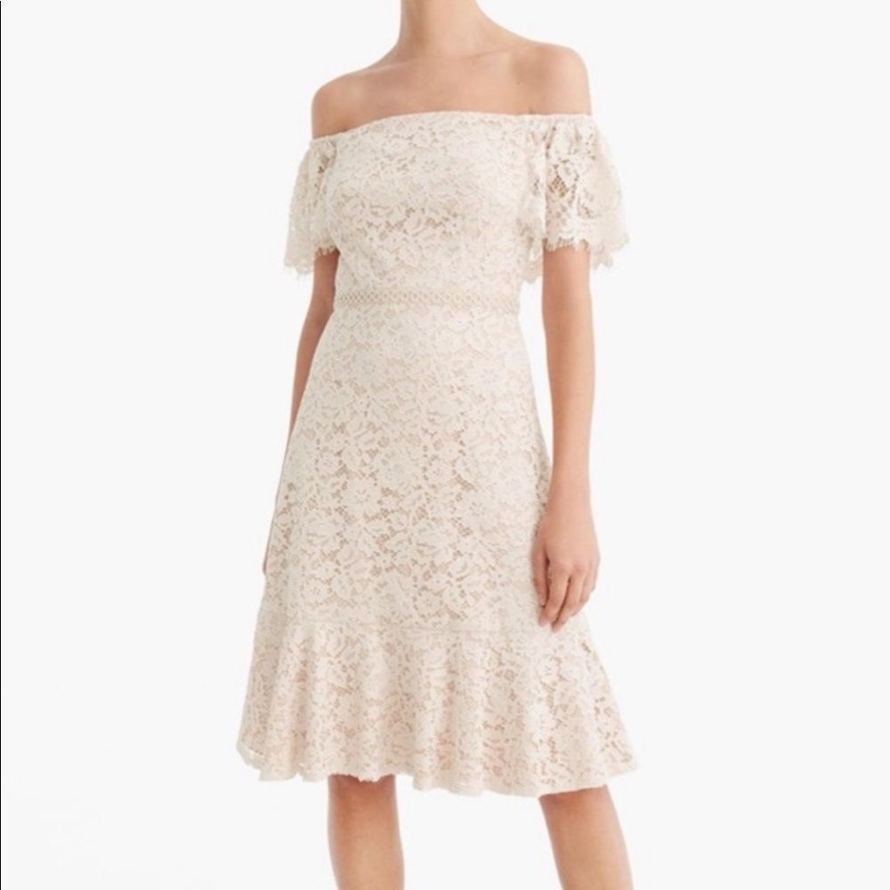 J. Crew Off The Shoulder Lace Dress. Size 00. New with Tags.